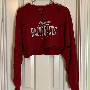 LF distressed cropped UARK Razorback sweatshirt ML